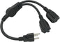 Y Splitter Extension Cord, 1.4FT 2 Way 1 to 2 Splitter Extension Cord, 3 Prong SJT 16AWG NEMA 5-15P to NEMA 5-15R x2, Male to Female Power Cord Cable Wire Extender Space Saver, 125V 13A 1625W, Black