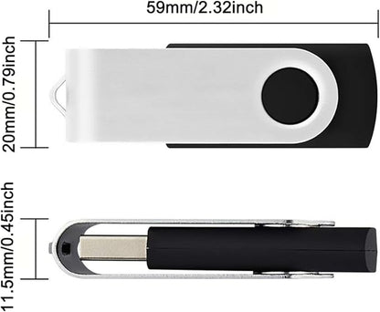 3 Pack 128GB USB Flash Drive with Type C Adapter and Storage Box USB 2.0 High Speed Metal Pen Drive 360° Rotatable Storage Memory Stick for Phone/Pad/PC/Laptop/Android - Black(3-Pack 128GB)