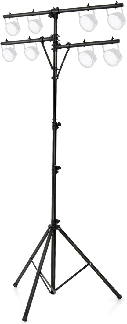 S AFSTAR Pro Audio Tripod, Multi Arm Tripod w/ 6.1-11.5 FT Adjustable Height, Portable T Bar Lighting Stand w/ 100 LBS Capacity, DJ Lighting Stand Suitable for Stage Bar Banquet Party
