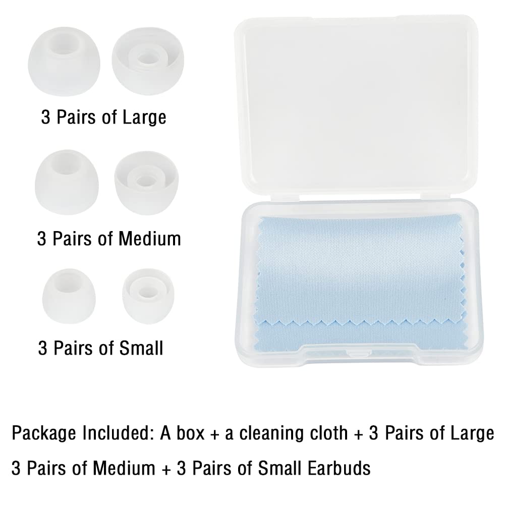 WKYMY Replacement Earbud Tips Silicone Eartips for in- Ear Headphones Rubber Tips Earbud Caps 9 Pairs S M L