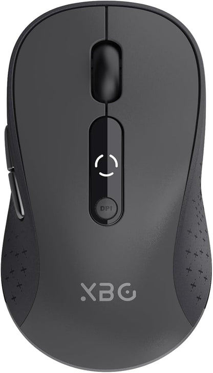 XBG B15 Tri-Mode Wireless Mouse, Bluetooth 5.0/4.0 & 2.4G, 5 Adjustable DPI, Type-C Rechargeable with 3-Level Battery Indicator, Ergonomic Silent Design for Office/Laptop/Travel