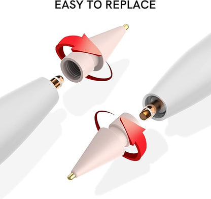 Delidigi 2 Pack Replacement Tips Compatible with Apple Pencil Pro/2nd Generation/1st Gen/USB C, Wear-Resistant iPencil Nibs Accessories Fine Point Precise Control Pen Like Tips