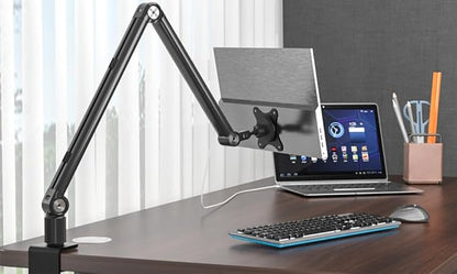 Portable Monitor Arm Magnetic Vesa Mount - 360° Swivel Compatible with 10 10.1 10.5 11 11.6 12 12.5 13.3 13.4 14 15.6 17 17.3 18 18.5 inch Monitor 75x75mm VESA Quick Release FS07D