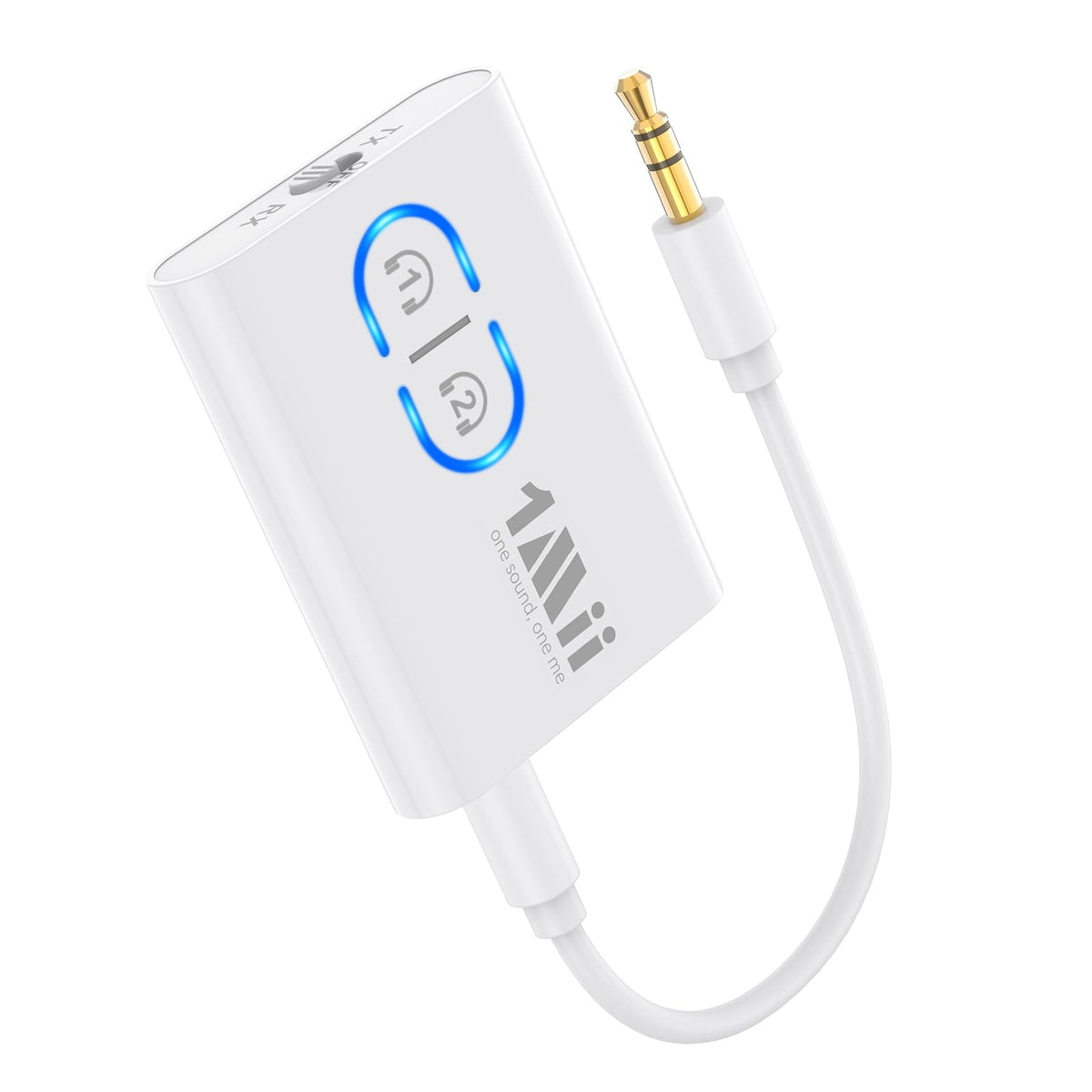 1Mii Bluetooth 5.3 Transmitter Receiver for TV, Airplane to 2 Headphones