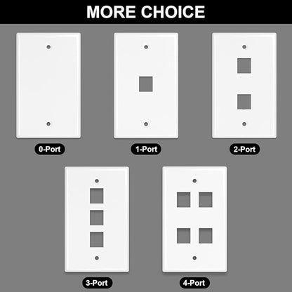 FGB 4-Port Keystone Wall Plate, with Low Voltage Mounting Bracket, with Single Gang Decorator Wall for RJ45, HDMI, and Coax Keystone Inserts, White, 10-Pack