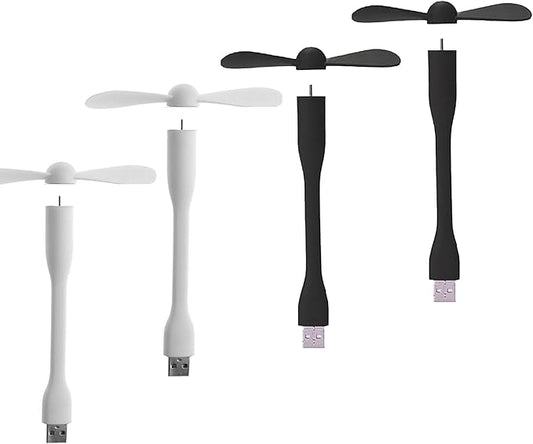 Soseelnee Mini USB Fan, Portable Pocket Fan USB-A Powered Little Cooler, Quiet Operation, for Home Office Car Outdoor Travel- 4 Pack (2 Black+ 2 White)