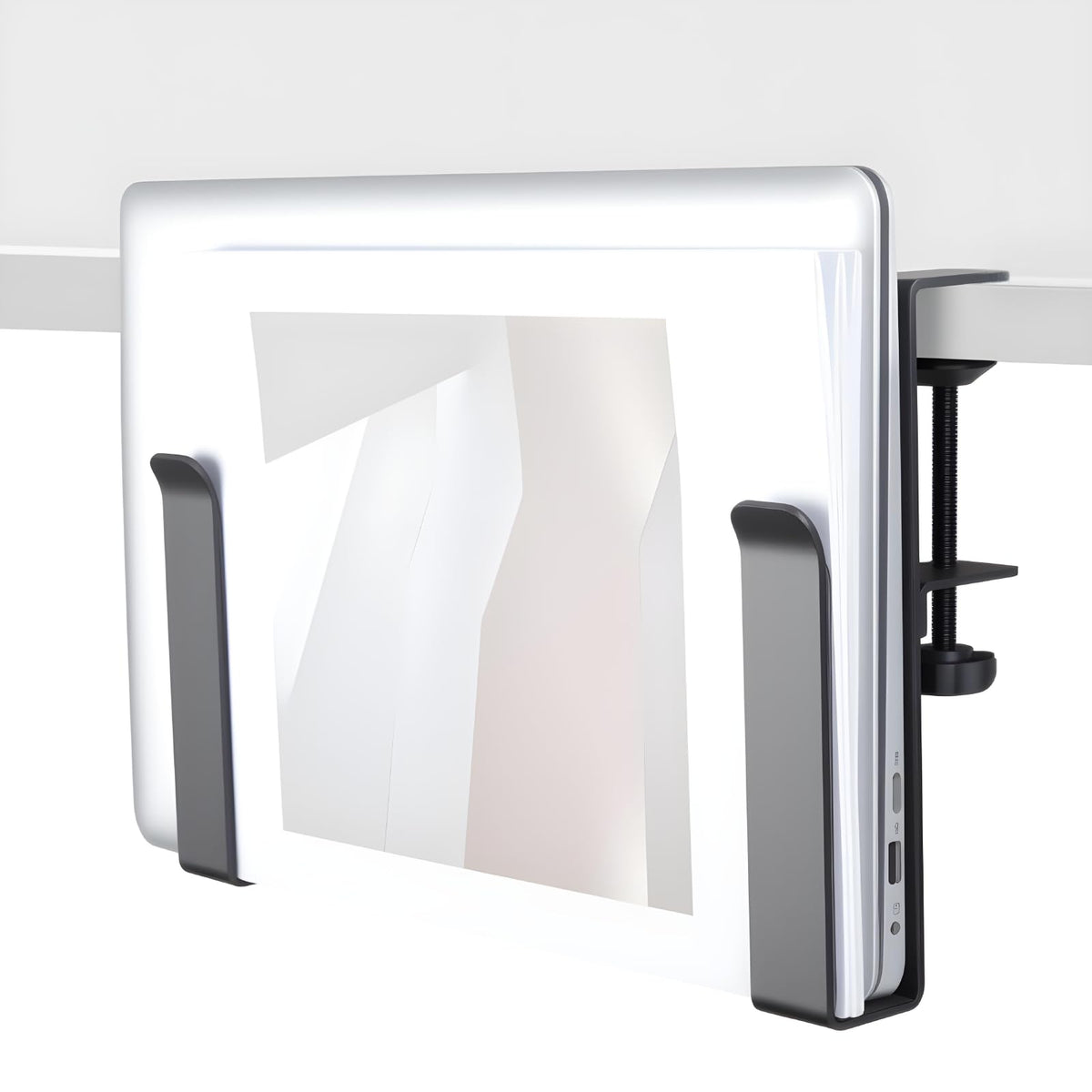 LUKETURE 2 Tier Desk Side Storage, No Drill Laptop Mount with Pen Holder