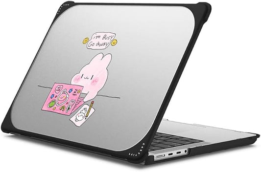 CASETiFY Bounce MacBook Pro 16-inch (M3/M4) Case [Enhanced Protective Corner Design/Ventilation Cutouts/Anti-Slip Grip] - I'm Busy MacBook Case by Tabetaaii - Clear Black