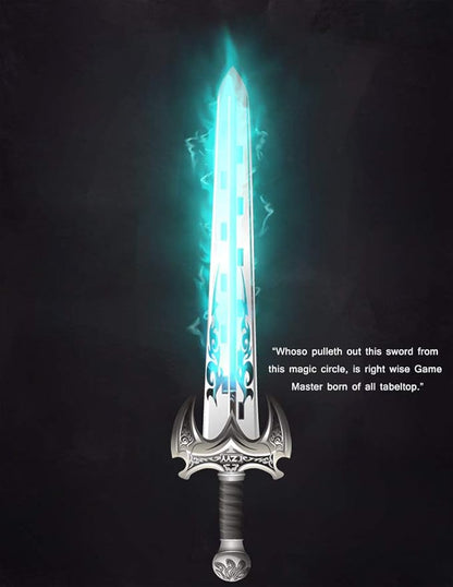 Initiative Tracker Acrylic Laser Cut Sword in The Stone Base with 12 PCS Erasable Taken Flags Perfect for D&D, Dungeons & Dragons, Pathfinder and Other Tabletop RPG