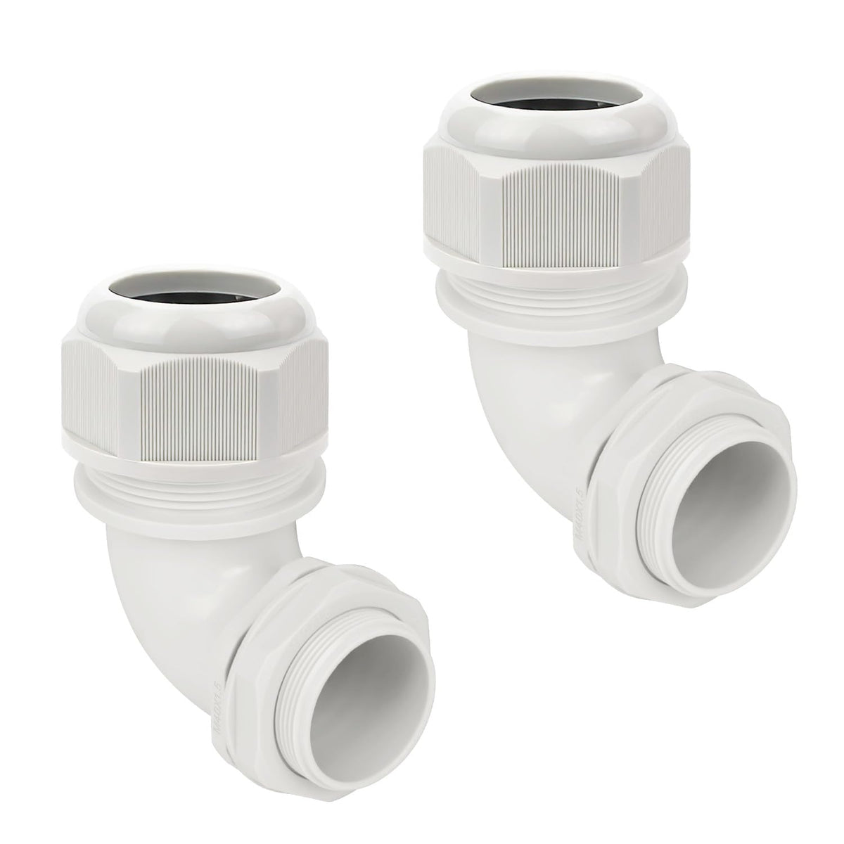 LeMotech M25 Cable Gland, 90 Degree Adjustable 13-18mm Strain Relief, Cord Connectors Nylon Joints with Gaskets, 2 Pcs, Grey