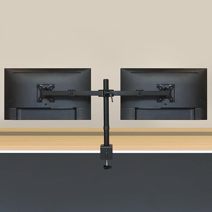 Amazon Basics Adjustable Dual Computer Monitor Arm Mount, Holds up to 32" Monitors, Black