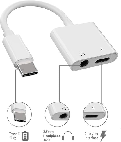 [MFi Certified] 2Pack iPhone 16 15 Headphone Adapter,2 in 1 USB C to 3.5mm Aux Audio Dongle +Charge Splitter Headphone Accessories Compatible with iPhone 16/16 Pro/16 Pro Max/iPhone15/15Pro/15Pro Max