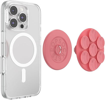 PopSockets Suck-Up™ Suction Grip & Stand, 3-in-1 MagSafe Phone Mount for iPhone, Strong Hold on Mirrors & Glass, Swappable Top, Portable & Reusable - Putty
