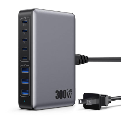 USB C Charger 300W USB C Charger Block,Upgraded GaN IV 8-Port Fast Charging Station Hub,PD 100W Laptop Charging Adapter Compatible with MacBook Pro/Air,DELL,Steam Deck,iPhone 16/15/14,Galaxy S23/22