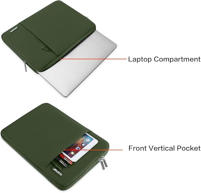 MOSISO Laptop Case 15 inch, 15 inch Laptop Sleeve Compatible with MacBook Air 15 M4 A3241 M3 A3114 M2 A2941 2025 2024 2023,Dell XPS 15,Polyester Vertical Computer Sleeve Bag with Pocket, Army Green