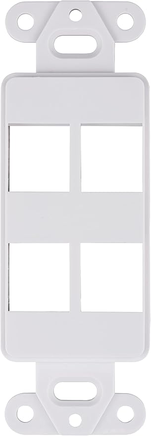10 Pack Keystone Wall Plate 4 Port, White Decorator Insert Cover for Ethernet, HDMI, Coax, Cat6 Cat5, RJ45, Home & Office Installations