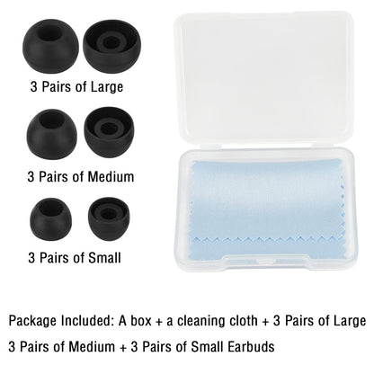 WKYMY Silicone Earbud Tips Replacement Ear Tips for in- Ear Headphones Rubber Tips Ear Buds Replacement Earbuds Tips 9 Pairs S M L, Black