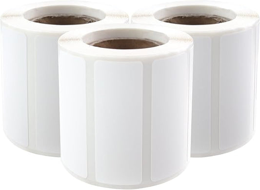 PUQU 20x10mm Direct Thermal Sticker Labels, Self-Adhesive All-Purpose Label Maker Tape, Compatible with AQ Series Label Printer, Refills Standard Laminated Office Labeling, 3 Rolls, 1800 Labels