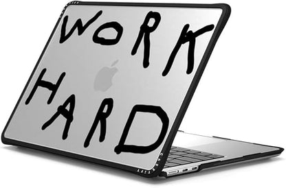 CASETiFY Impact MacBook Air 13.6" (M2-M4) Case [Cushioned Impact Corners/Scratch-Resistant/Anti-Slip Grip] - Work Hard Black - Clear Black