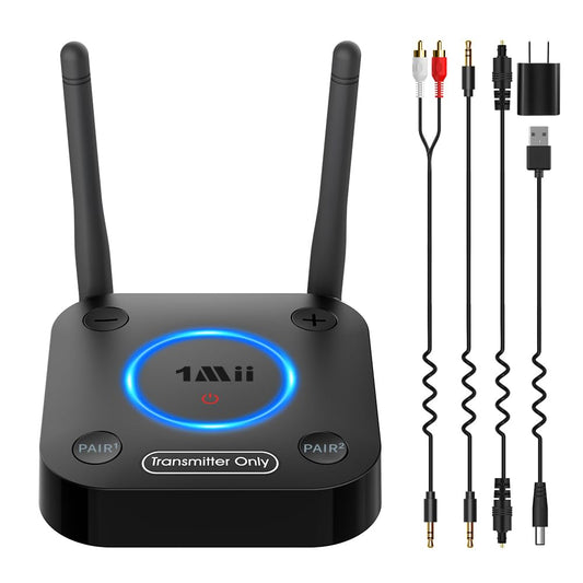 1Mii B06TX Bluetooth 5.3 Transmitter for TV to 2 Wireless Headphone/Speaker