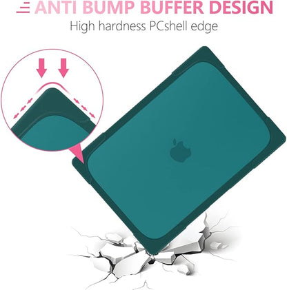 Batianda Compatible with New MacBook Pro 16 inch Case 2024 M4 Chip 2023 2021 Release with M3 M2 Pro Max, Heavy Duty Protective Plastic Hard Shell with Fold Kickstand & Keyboard Cover, Dark Cyan