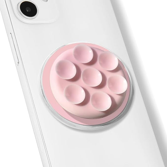 On The Grip Magnetic Silicone Suction Cup Phone Mount with Hands-Free Stand - Perfect for Selfies, Videos, Durable, Secure Grip, One-Touch Holding, Lightweight, Sleek Design (Pink)