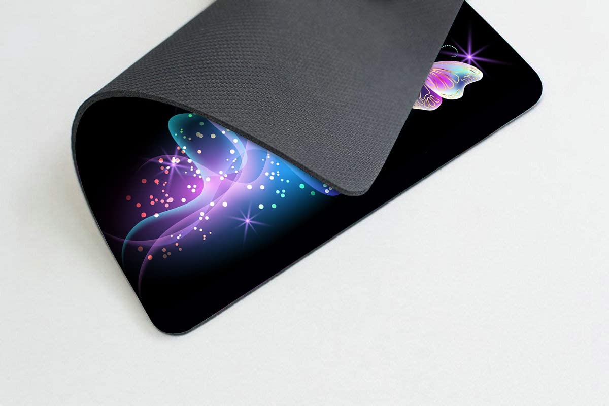 Glowing Night Pink Butterflies Mouse pad Customized Mousepad Non-Slip Rubber Base Mouse Pads for Computers Laptop Office Desk Accessories Mouse pad