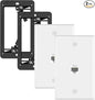 VCE Ethernet Wall Plate (UL-Listed), 1-Port CAT6 Wall Plate and Jack, RJ45 Keystone Wall Outlet with Single Gang Low Voltage Mounting Bracket, White 2-Pack