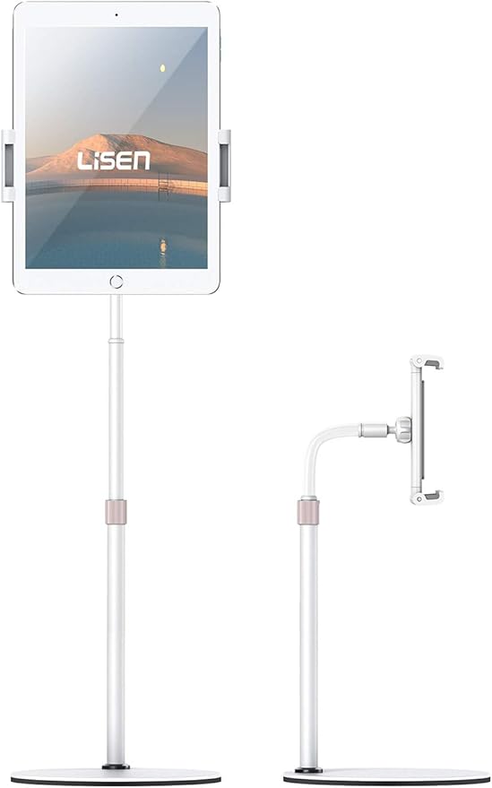 LISEN Tablet Stand Tablet Holder, Adjustable iPad Stands for Desk, Stand for iPad Thick Case Friendly iPad Stand Holder Compatible with(4.7-13") Tablets, Phones