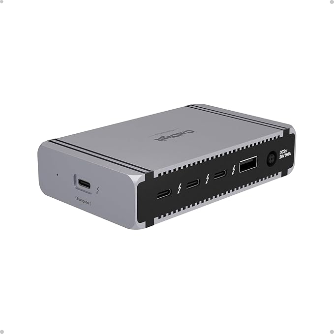 CalDigit E5 - Thunderbolt 5 Element 5 Hub - 9-Port, 4xThunderbolt 5/USB4 v2 Ports, 3xUSB-A & 2xUSB-C 10Gb/s Ports, Single 8K, Dual 6K/8K, or Dual 4K@240Hz Displays, 90W Charging, 0.8m Cable 180W PSU