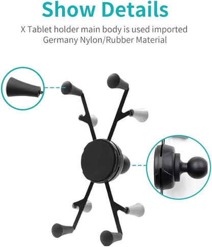 Strg Tablet Mount with Composite Double Socket Arm(Medium) for 6" Tablets, Tablet Holder Compatible with RAM Mount and All B Size 1" Ball Mounts Bases for Motorcycle Bike Car Truck etc