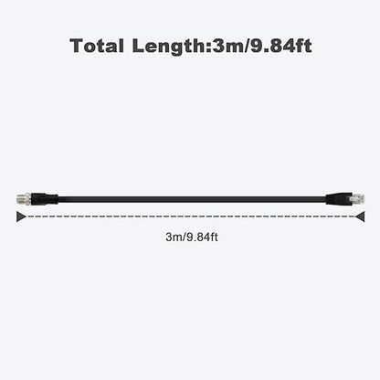 Alvin's Cables M12 8 Pin Male to RJ45 Shielded Ethernet Cable X Coded 8 Position Cat6a Cable for Cognex Industrial Camera 9.84ft/3M