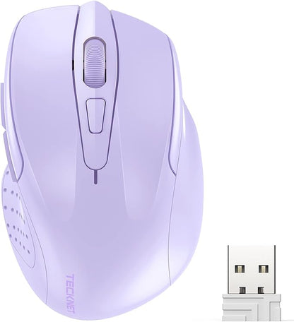 TECKNET Wireless Mouse, 2.4G Ergonomic Optical Mouse, Computer Mouse for Laptop, PC, Computer, Chromebook, Notebook, 6 Buttons, 24 Months Battery Life, 4000 DPI, 6 Adjustment Levels