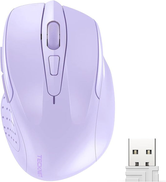 TECKNET Wireless Mouse, 2.4G Ergonomic Computer Mouse, 2600 DPI, Lavender
