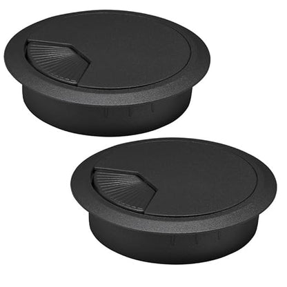 2 Pcs Desk Grommet 2-3/8" / 60 mm, Desk Cord Hole Cover, Cable Grommet ABS Plastic, Desk Hole Grommet for Home & Office Pc, Detachable Adjustable Cable Cord Organizer-Black