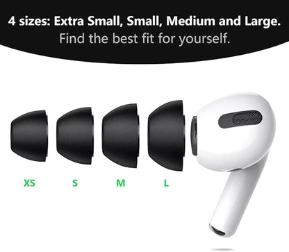 Lanwow Premium Memory Foam Tips for AirPods Pro & AirPods Pro 2nd Generation. No Silicone Eartips Pain. Anti-Slip Eartips. Fit in The Charging Case, 3 Pairs (Small, Black)