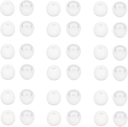 36 Pieces Small Earbud Tips Soft and Comfortable Silicone Earbud Tips Ear Bud Replacement Pieces Silicone Fit Most in-Ear Headphones，Inner Hole 3.8mm -5.5mm，Small White Replacement Eartips