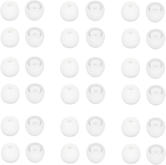 36 Pieces Small Earbud Tips Soft and Comfortable Silicone Earbud Tips Ear Bud Replacement Pieces Silicone Fit Most in-Ear Headphones，Inner Hole 3.8mm -5.5mm，Small White Replacement Eartips