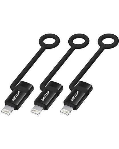 [MFi Certified] 36W USB C to Lightning Cable Adapter, Support Data Sync/PD Fast Charging Compatible with iPhone iPad AirPods, with Anti-Lost Holder - Black 3 Pack