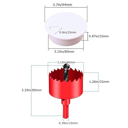 TuTuYa 6PCS Desk Grommet, 3-1/6inch (80mm) White Desk Cable Hole Covers, Ideal for Office and Home Table Cable