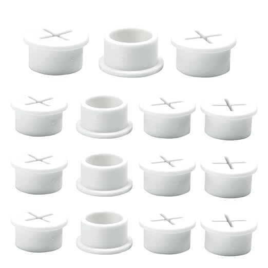 Desk Grommet, 3/4 in 20 mm Silicone Rubber Grommets, White Desk Hole Cover for Cables, Flexible Wall Cord Pass Through Grommet for Office Table Computer Home Furniture Wire Organizer-15 Pcs