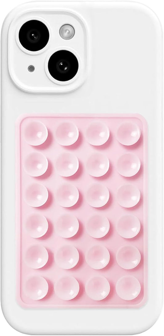 AZXYI Anteel Silicone Suction Phone Case Mount, Silicon Adhesive Suction Cup Phone Mount, Non Slip Sticky Phone Grip for Cellphone, Strong Grip Holder for Selfies and Videos (Light Pink)