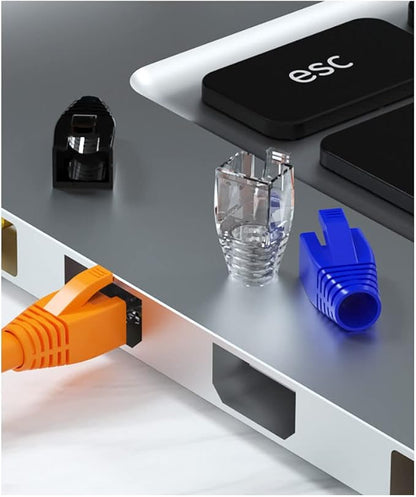 50 Pcs Cat7 Cat7A Cat8 Strain Relief Boot, RJ45 Plug Connector Cover Modular Network Plug Connector Cap Cable Connector Boots, FruitGreen