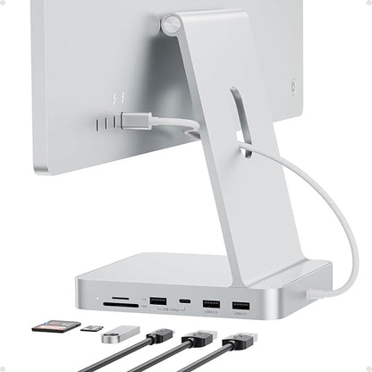USB C HUB for iMac 24 inch 2021/2023/2024, PULWTOP USB Hub Adapter iMac Accessories for i-Mac M1/M3/M4 with USB C 10Gbps 3*USB A SD/TF, Docking Station Support Expand M.2 SSD (Not Included), Silver