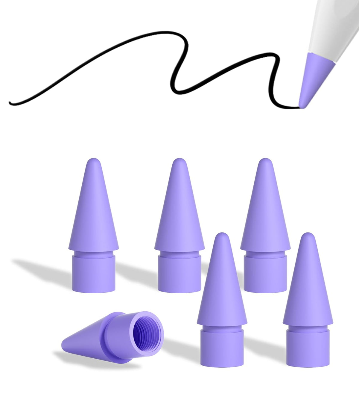 Replacement Pencil Tips for Apple Pencil Pro, Pen Tips for Apple Pencil 2nd Gen/1st Gen/USB-C, Wear-Resisting Pencil Nibs with Storage Box, Pen Nibs Set Compatible with Apple Pen (6 Pack, Purple)