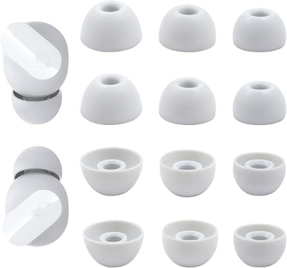 Replacement Silicone Ear Tips for Beats Fit Pro/Studio Buds/Studio Buds+ Headphone, 6 Pairs Earbuds Eartips L/M/S, Eargels Set Fit in Case, Earplug Ear Cap (Silver White)