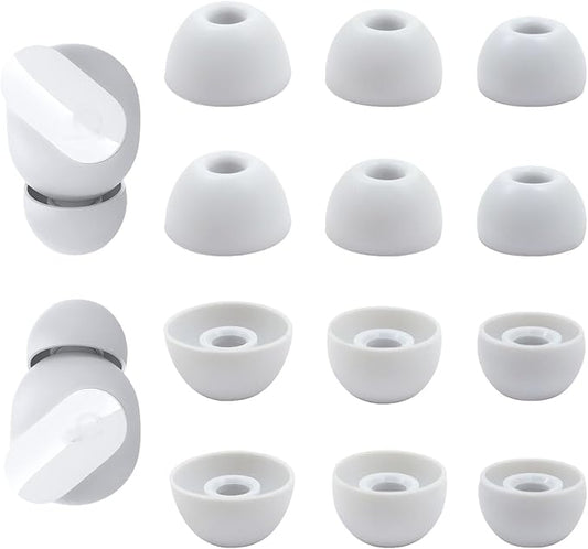 Replacement Silicone Ear Tips for Beats Fit Pro/Studio Buds/Studio Buds+ Headphone, 6 Pairs Earbuds Eartips L/M/S, Eargels Set Fit in Case, Earplug Ear Cap (Silver White)