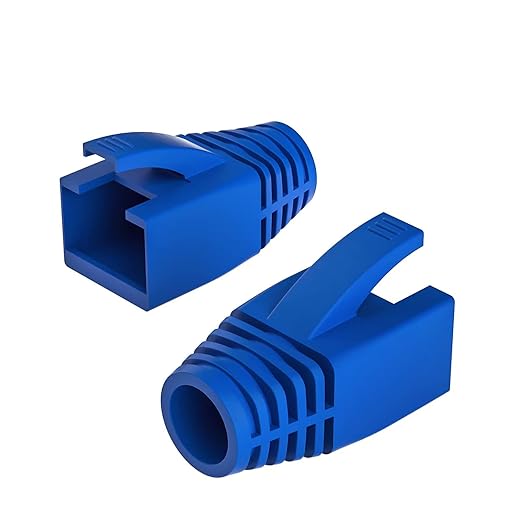 JODROAD 50-Pack RJ45 Boot Cover, Cat6A Cat7 Ethernet Network Cable Strain Relief Boot for 6.5-8.0mm Ethernet Cable (Hole Diameter: 8.0mm, Blue)