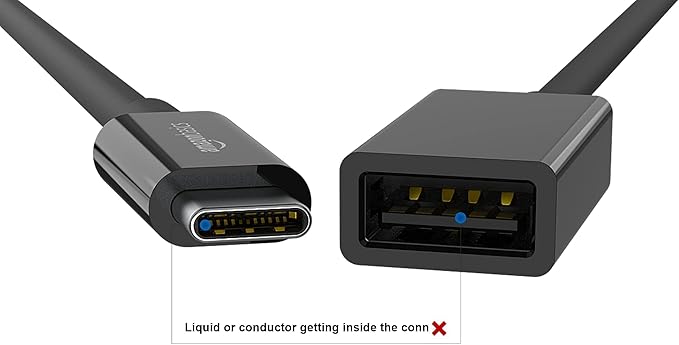 Amazon Basics USB 3.1 USB-C to USB-A Female Adapter Cable Converter, 5Gbps High-Speed, USB-IF Certified, for Laptops, Tablets, Phones (iPhone 16/15), Black