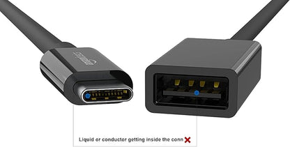 Amazon Basics USB 3.1 USB-C to USB-A Female Adapter Cable Converter, 5Gbps High-Speed, USB-IF Certified, for Laptops, Tablets, Phones (iPhone 16/15), Black